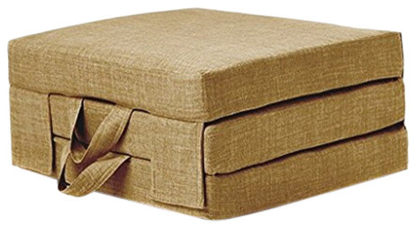 Futon Guest Mattress, Polyester, Carry Handles, Modern Design, Single, Sand