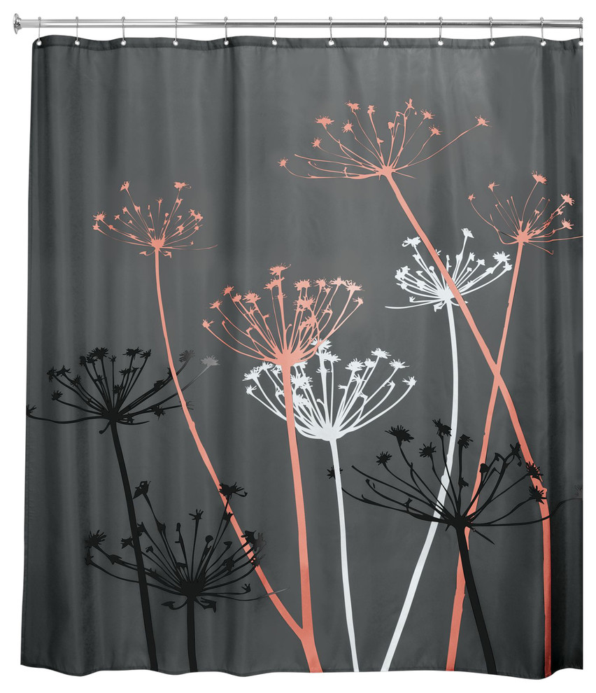 iDesign Thistle Fabric Shower Curtain, 72"x72" Contemporary Shower