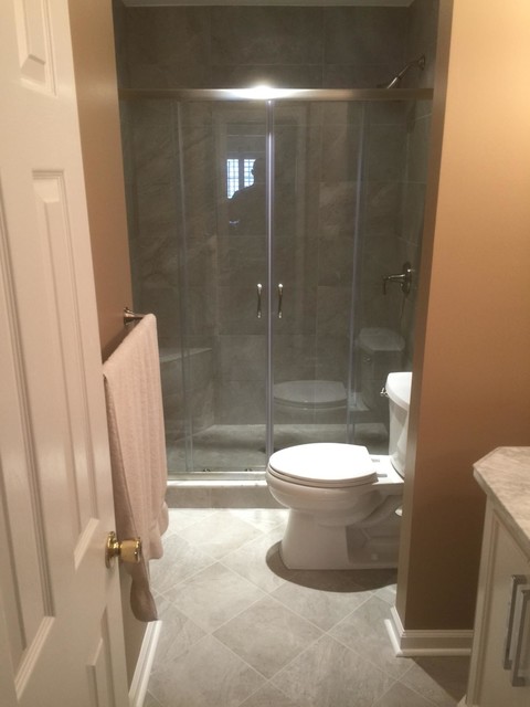 Charming hall bath shabby-chic-style-bathroom