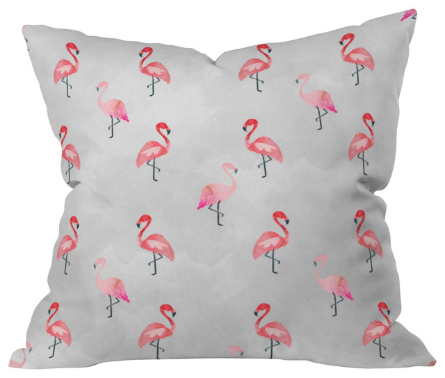 Hello Sayang Flaming Flamingo Outdoor Throw Pillow, 18"x18"
