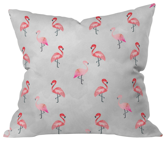 Hello Sayang Flaming Flamingo Outdoor Throw Pillow Tropical Outdoor