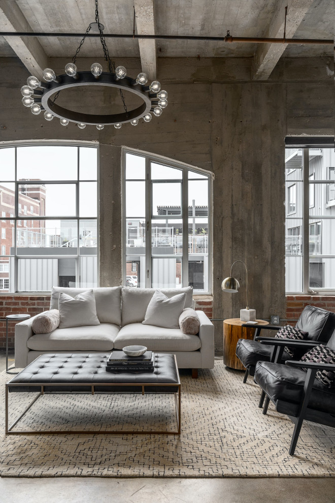 Inspiration for an industrial living room in Kansas City.