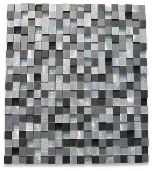 12"x12" Industrial 3D Graphite Peak Metal Tile, Single Sheet