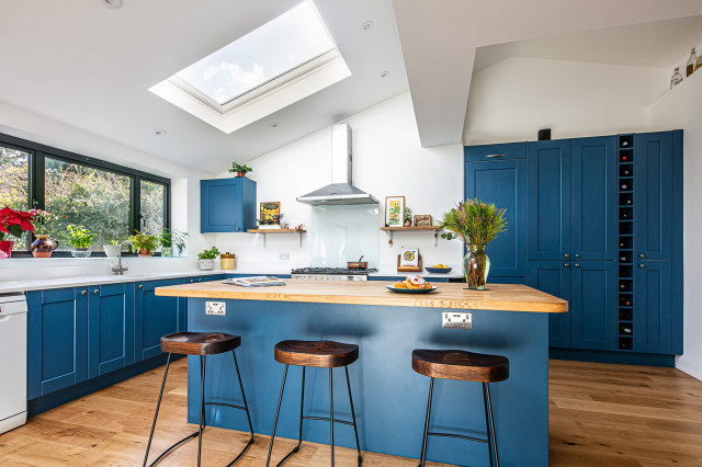 Blue, White & Solid Oak - Transitional - Kitchen - Other - by Sheffield ...