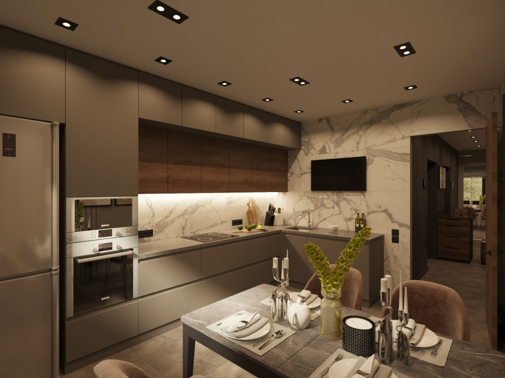 Дизайн проект квартиры в Москве в темных тонах