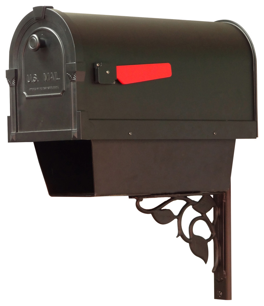 Savannah Mailbox With Newspaper Tube & Floral Front Mailbox Mounting