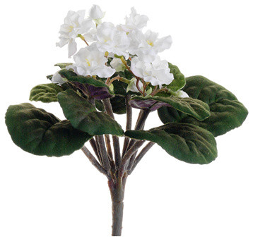 Silk Plants Direct African Violet Bush, Pack of 12, White