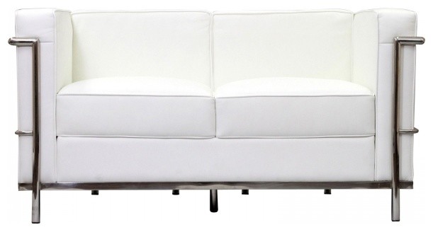 Modway EEI-127-WHI Charles Petite Leather Loveseat, White