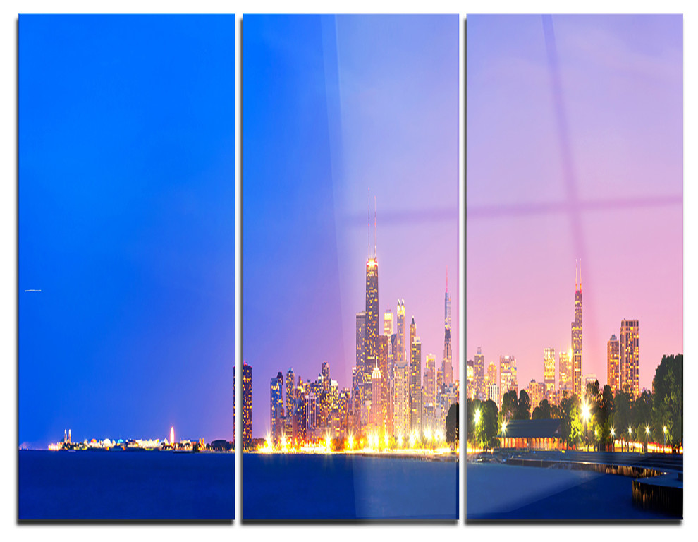 "City of Chicago Skyline" Photo Metal Wall Art, 3 Panels, 36"x28