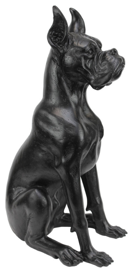 Sitting Polyresin Dog Statue In Black Finish - Contemporary ...