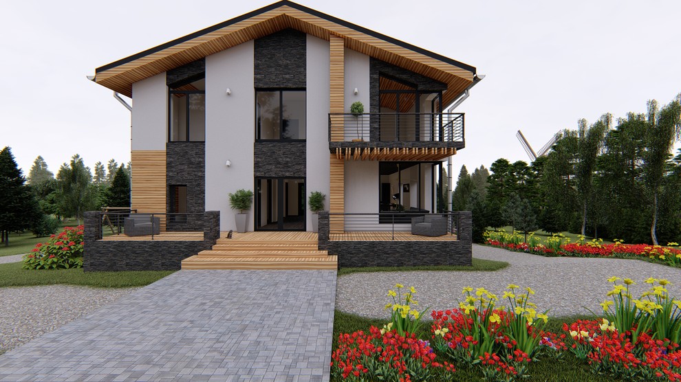 Двухэтажный дом на склоне