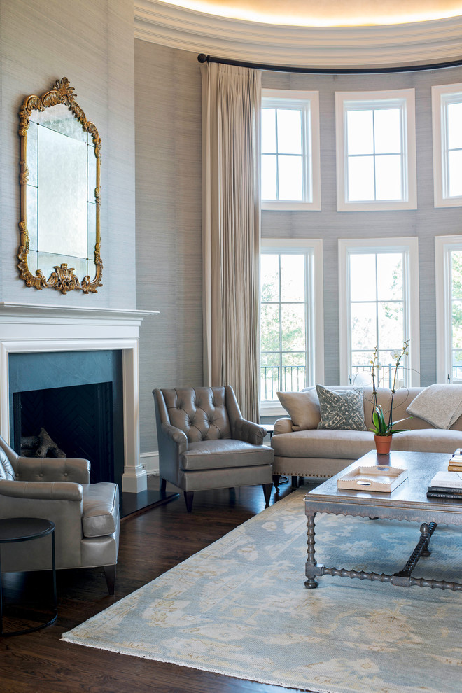 Triangle French Normandy Custom Home - Transitional - Living Room ...