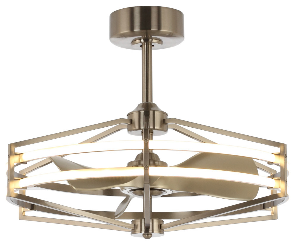 29.5 in Modern LED Ceiling fan with Remote Control in Satin Nickel,3 Blades