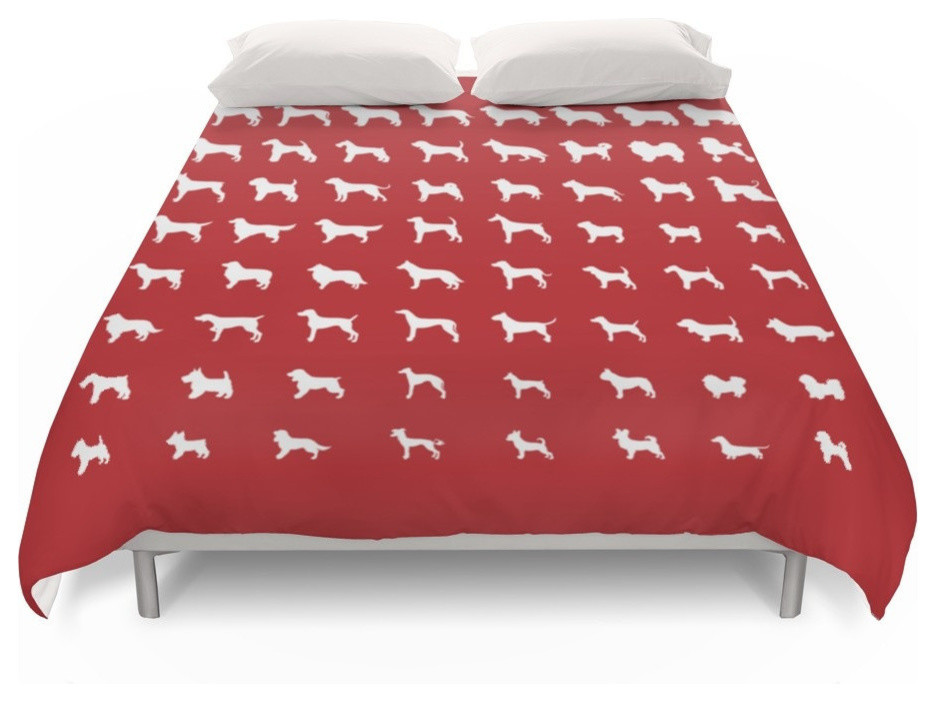 All Dogs Red Duvet Cover Contemporary Duvet Covers And Duvet