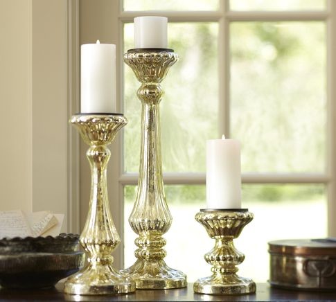 Fluted Mercury Pillar Holders - Traditional - by Pottery Barn