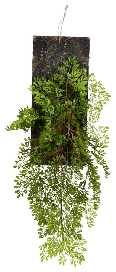 Vickerman 24" Green Mini Leaf in Wooden Plaque