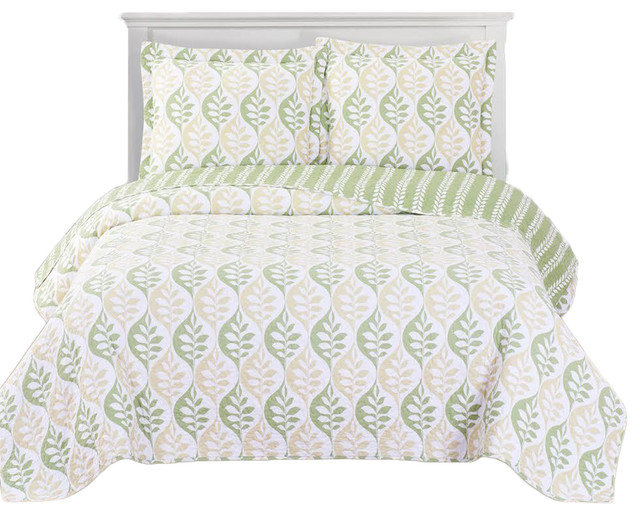 Gia Oversized Reversible Quilted Coverlet Contemporary Quilts