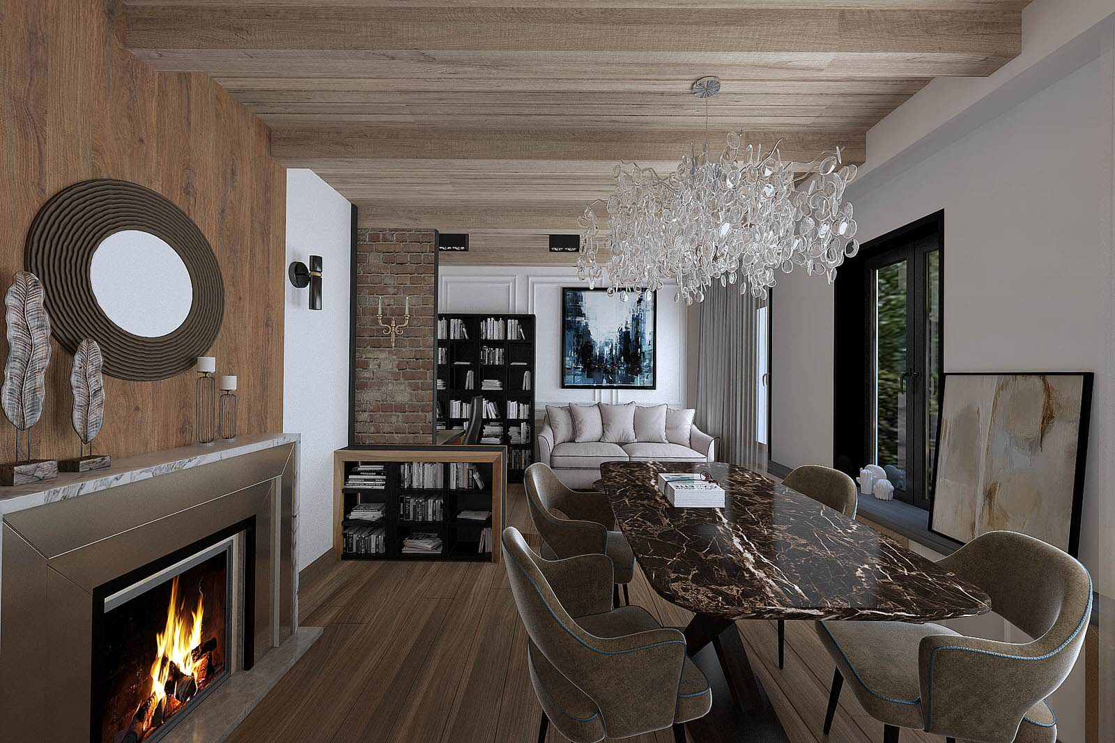 Дизайн интерьера гостиной в частном доме в Ростове-на-Дону