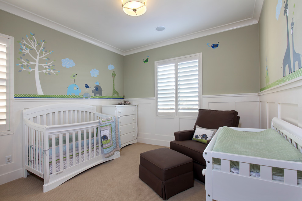 Design ideas for a transitional nursery in Orange County.