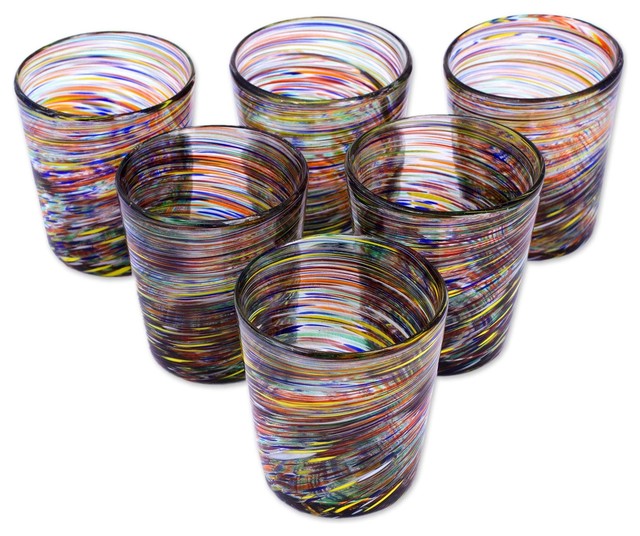 NOVICA Rainbow Centrifuge Highball Glasses