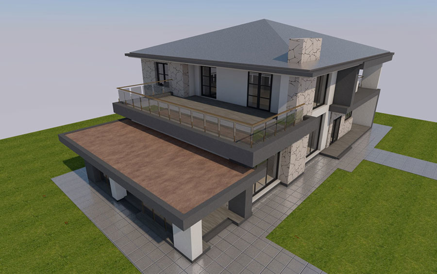 Проект большого 2-х этажного коттеджа в современном стиле