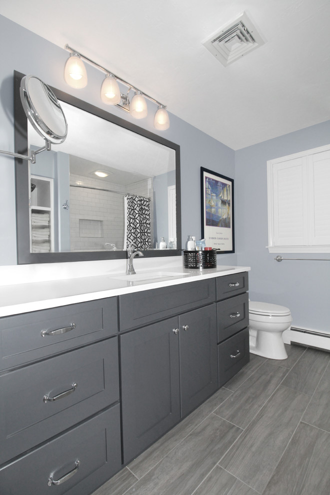 Stylish and Sensible Transitional Bathroom Boston by Renovisions