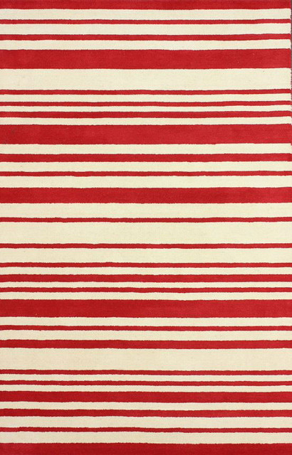 Solid & Striped 5'x8' Red Hand Tufted Area Rug Striped SM23