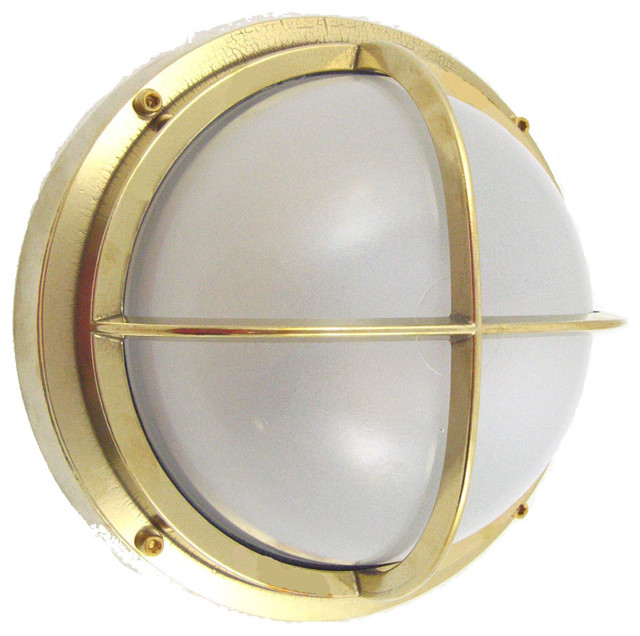 Bulkhead Light with Cross Bar, Solid Brass Interior/Exterior Use by Shiplights - Traditional ...