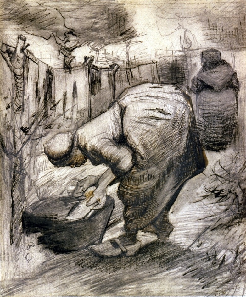 Vincent Van Gogh Woman by the Wash Tub in the Garden Print