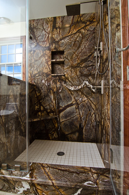 Rainforest Brown Granite Vanity Tub Surround And Shower Wall