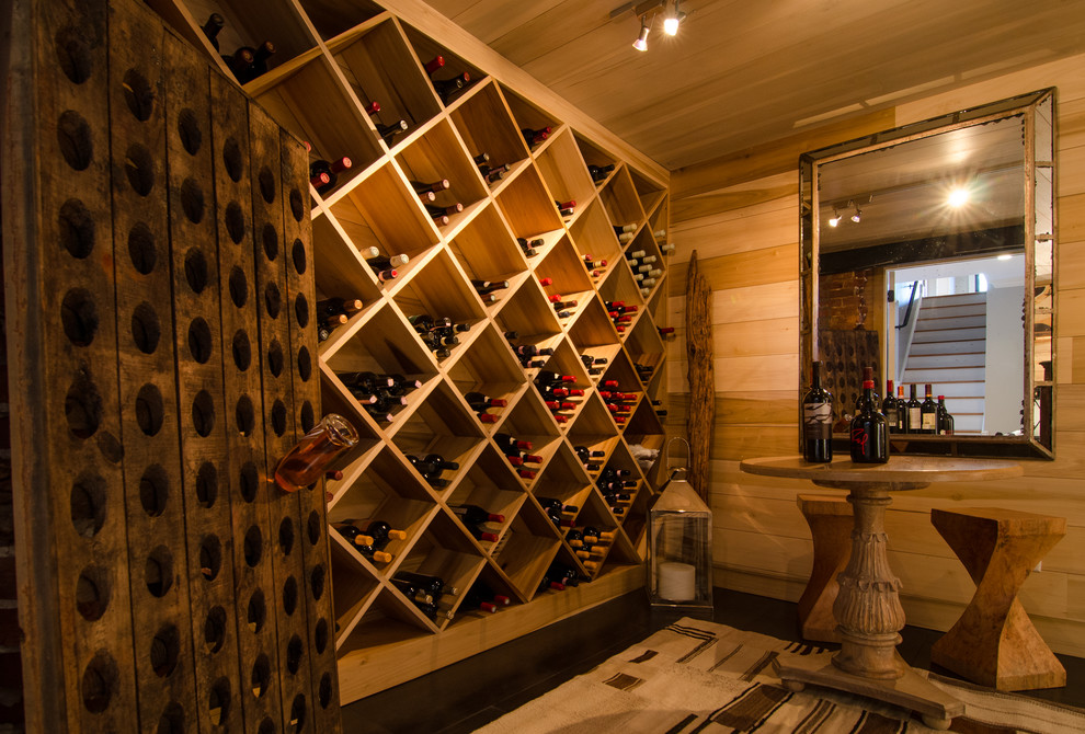 Design ideas for a country wine cellar in Atlanta.