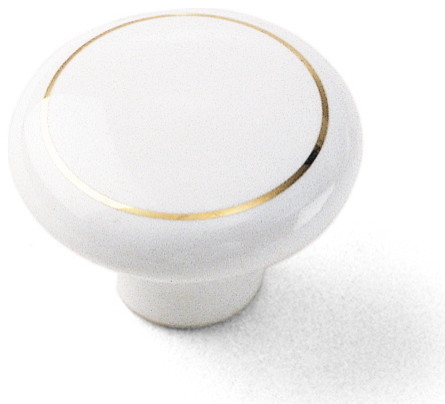 1 1/2" Porcelain Knob - White with Ring