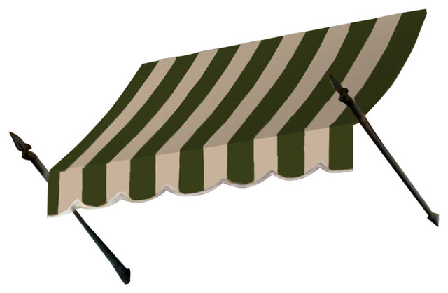 Awntech 3' New Orleans Acrylic Fabric Fixed Awning, Sage/Linen/Cream Multi