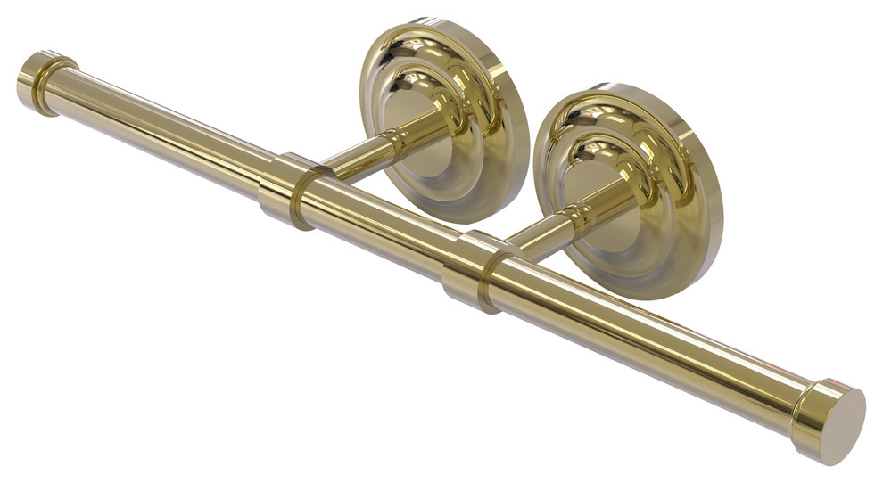 Que New Collection Double Roll Toilet Tissue Holder, Unlacquered Brass