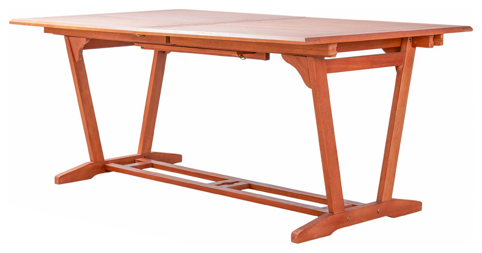 Carlton Reddish Brown Tropical Wood Patio Dining Table with Folding