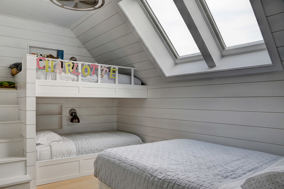 Nyack - Hudson River Interior Renovation - A newly created bunk room not only features bunk beds for this family's young children, but additional beds for sleepovers for years to come!