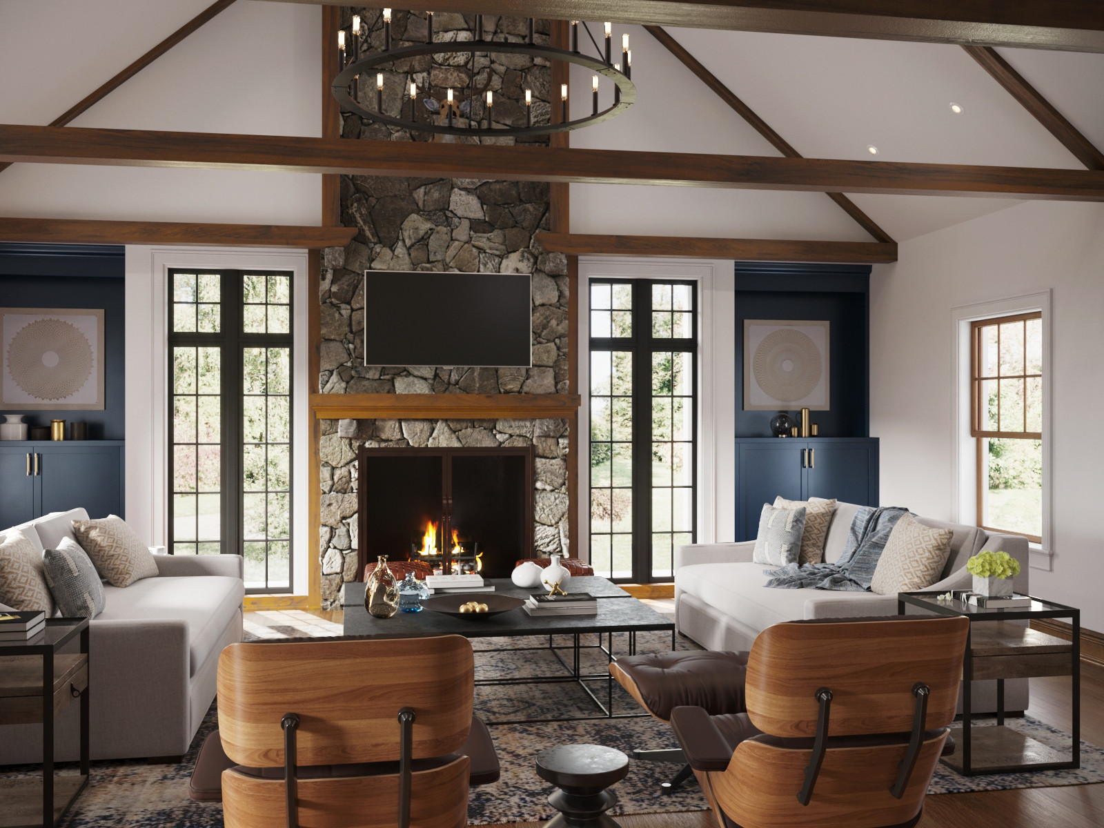 Apex NC  Farmhouse - Family Room Rendering