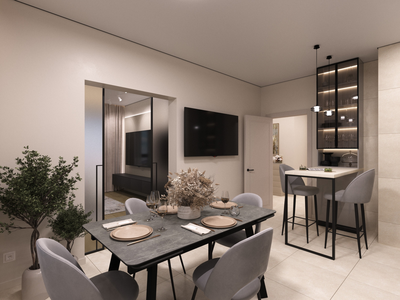 Дизайн проект двухкомнатной квартиры 60 м2