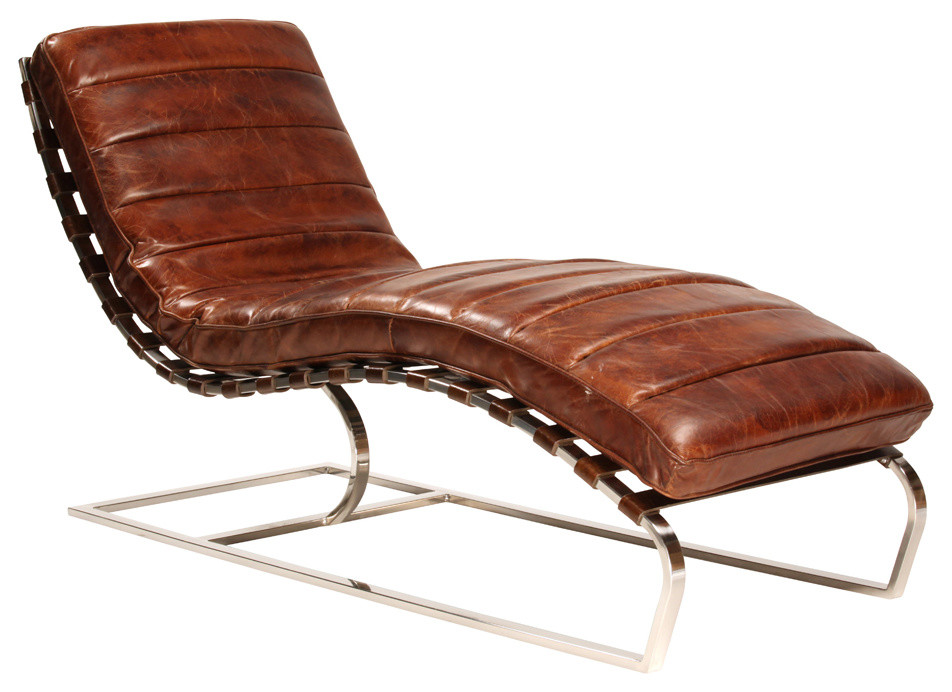 West LA Modern Leather Curved Chaisse