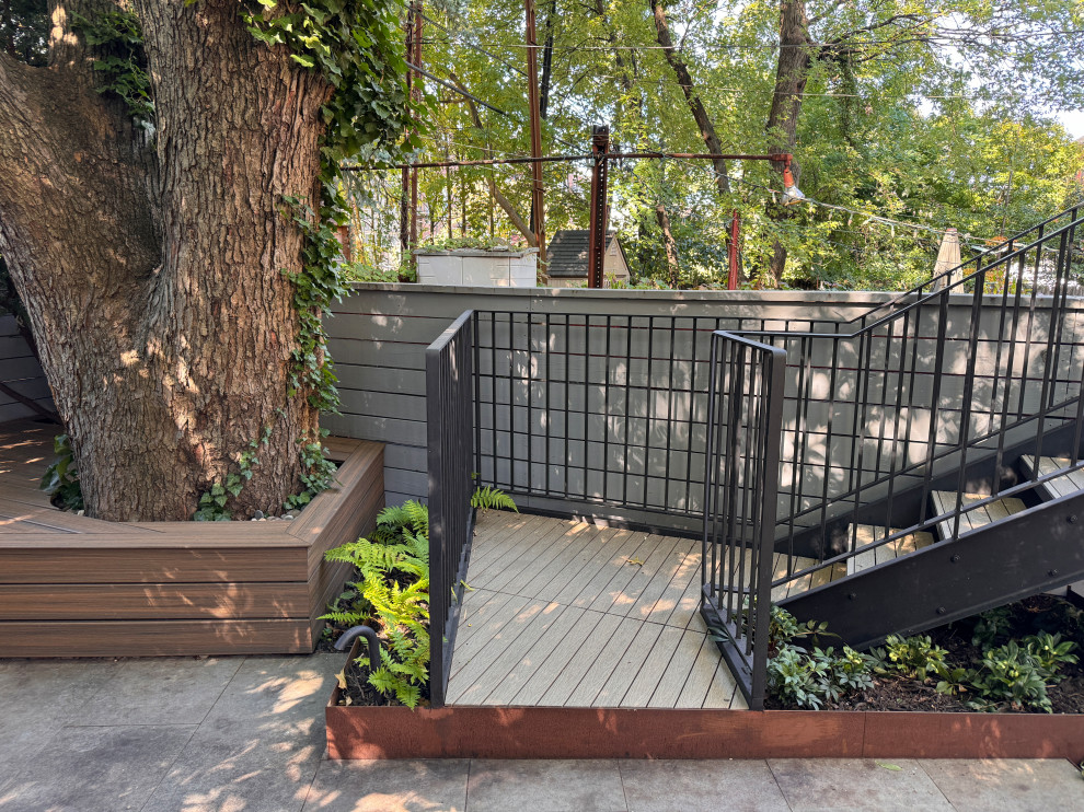 Park Slope backyard corten planters