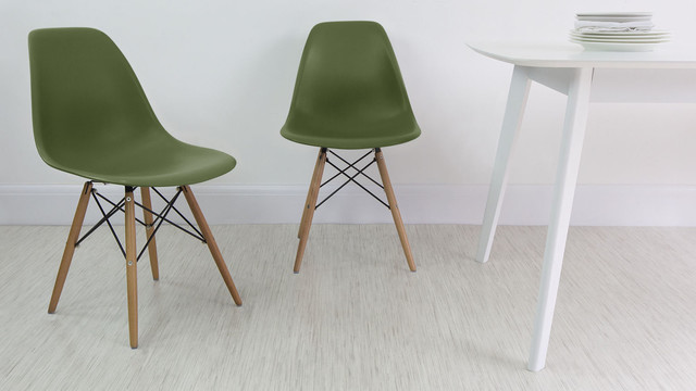 Olive Green Eames Style Dining Chair