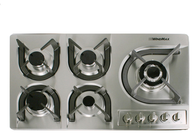 Euro Style 34 Stainless Steel Built In 5 Burner Stove Gas Hob Euro Style 34 Stainless Steel Built In 5 Burner Stove Gas Hob Cooktop Cooker Contemporary Cooktops By Windmax Home Improvement Llc