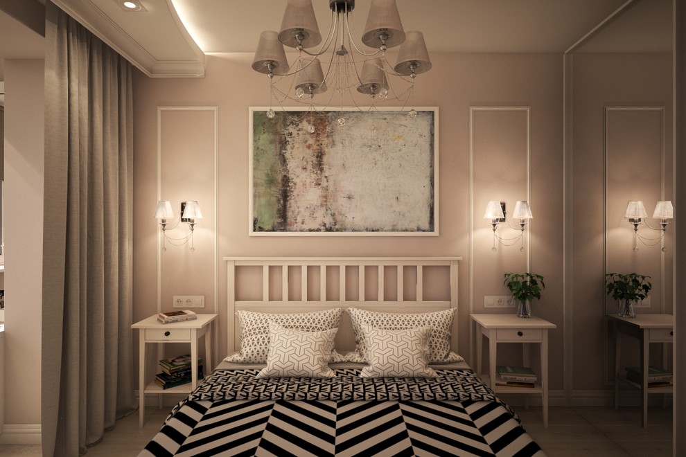 Бюджетный проект двухкомнатной квартиры в стиле неоклассика