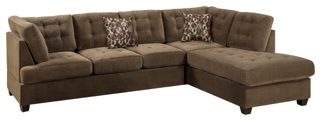 Beige Suede Microfiber Fabric Sectional, Leather And Suede Sectional
