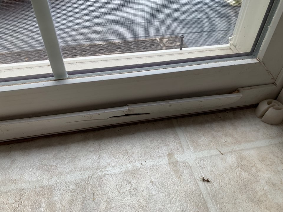 Cracked patio door frame