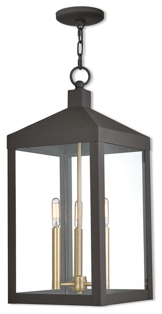 3 Light Outdoor Pendant Lantern Bronze