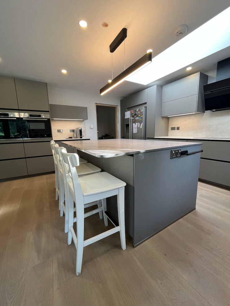 Easy Touch Taupe Modern Handleless Kitchen fitted in Solihull