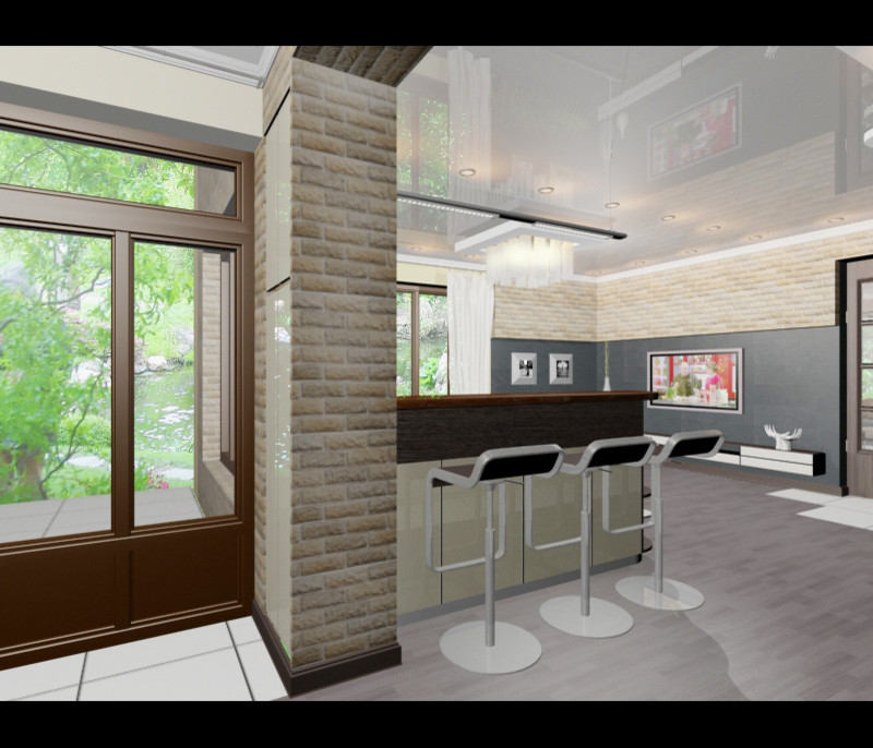 Кухня-столовая-гостиная в частном доме