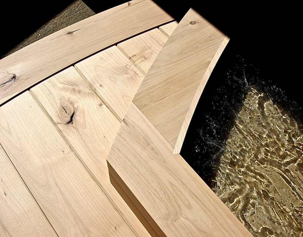 Front door - large rustic front door idea with a medium wood front door