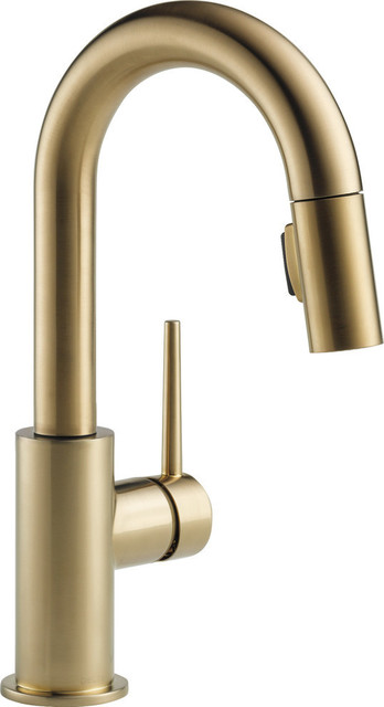 Delta Trinsic Single Handle Pull-Down Bar / Prep Faucet, Champagne Bronze